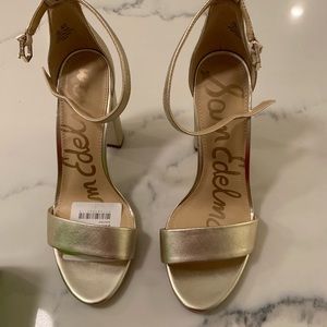 Sam Edelman gold block heels